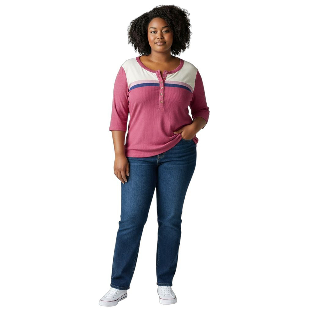 Torrid Colorblock Waffle Knit Henley Top Women’s 2X